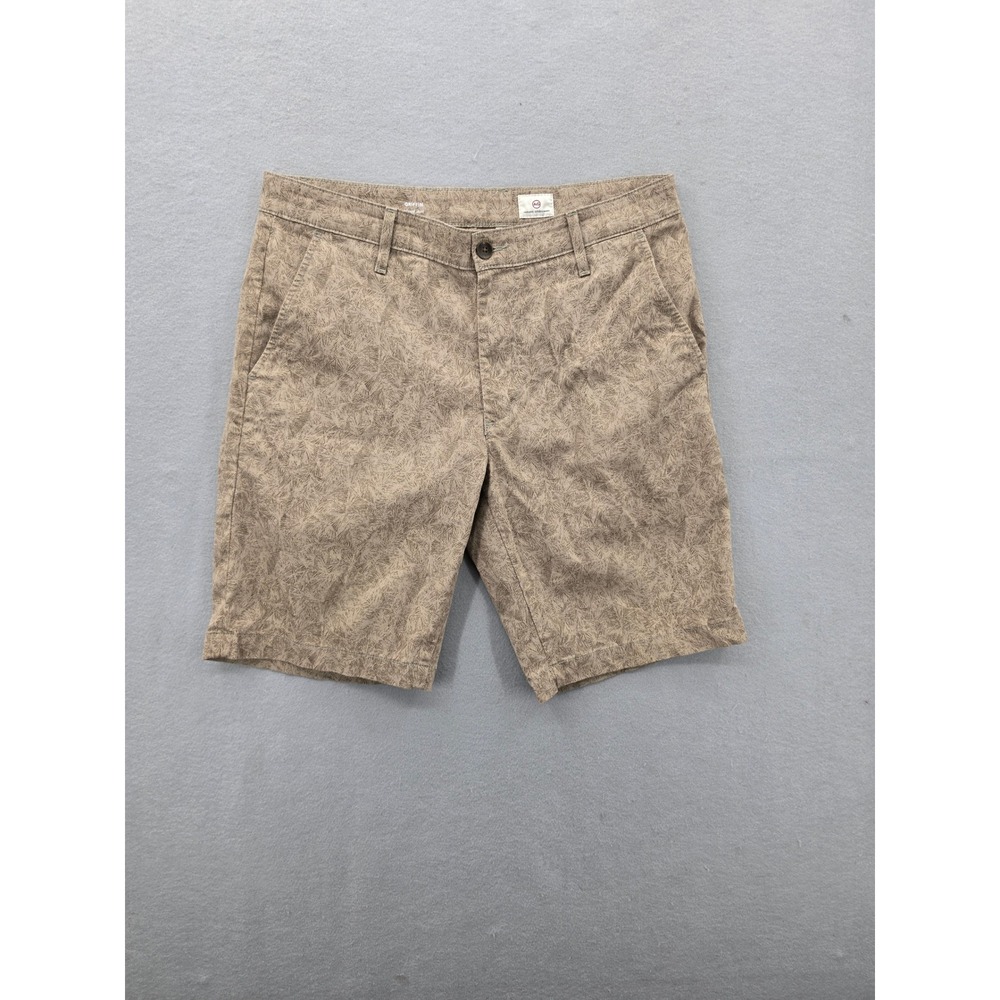 AG Adriano Goldschmied Griffin Relaxed Shorts Mens 32 Tan Palm Print Chino NWOT